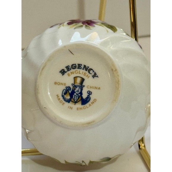 Regency English Bone China Creamer and Sugar Bowl Set Floral Design Gold Trim - Picture 5 of 6